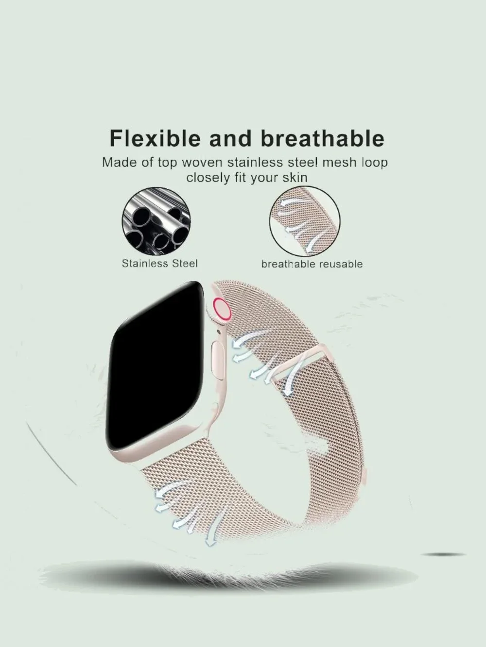 Stainless Steel Mesh Loop Magnetic Clasp Apple Watch Band